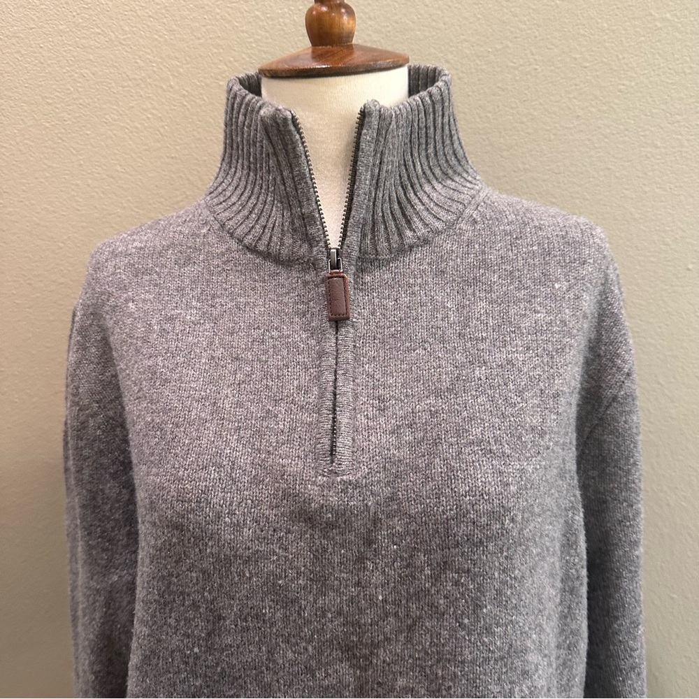 Gray Women's Sweater J Crew 100% Lambswool quarter zip Pull Over - Picture 10 of 13